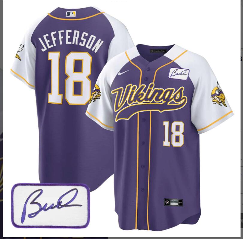 Men 2024 Nike NFL Minnesota Vikings 18 Jefferson purple Jersey